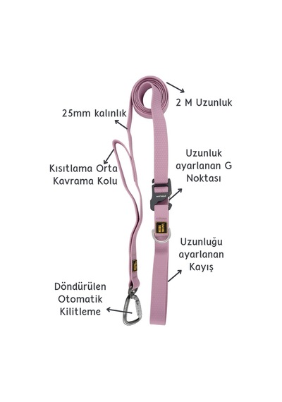 Interlaken Su Geçirmez Güçlü Kancalı Pembe Köpek Gezdirme Kayışı Pembe 2 M Pembe