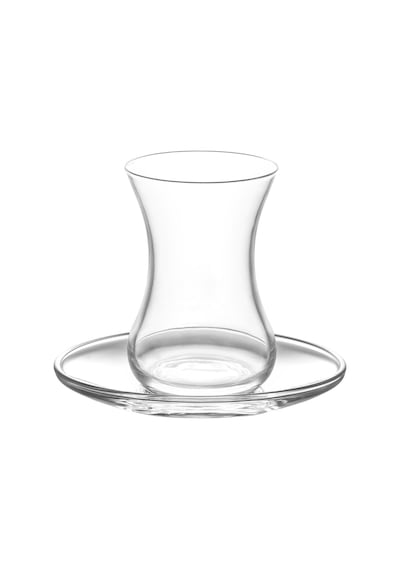 LAV Demet Cam Çay Seti 6 Kişilik 135 ml (6 Çay Bardağı, 6 Çay Tabağı)
