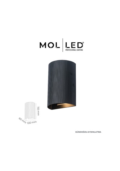 Molled Aura Serisi Siyah Çift Yönlü Dekoratif Gu10 Duylu Aplik - Mol8113