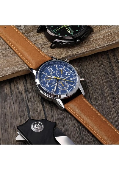 22mm Taba Hakiki Deri Saat Kordonu Düz Klasik Tek Parça Deri Kayış, 46mm Saatlerle Uyumlu Diğer