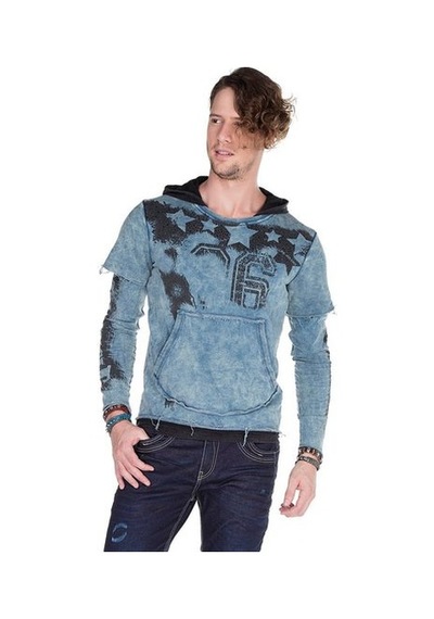 Cipo & Baxx Cl279 Baskılı Taş İşlemeli Erkek Kapşonlu Sweatshirt 001