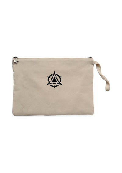 Black Triangle Circle Krem Clutch Astarlı Cüzdan / El Çantası Krem