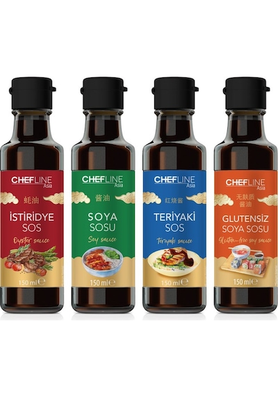 Chefline Asia Glutensiz Soya + İstiridye + Soya + Teriyaki Sos 4 x 150 ML