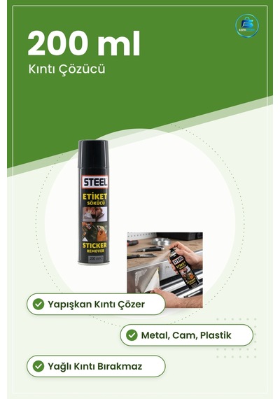Etiket Sökücü Yüzey Temizleyici Sprey 200 Ml Yapışkan Kalıntı Çöz Tekli