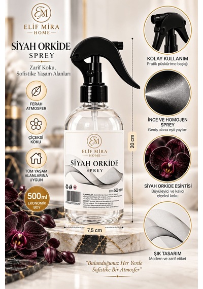 Oda Kokusu Sprey Siyah Orkide Kalıcı Oda Parfümü 500 Ml