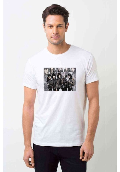 Black Veil Brides Andy Chains Goup Baskılı Beyaz Erkek Tshirt