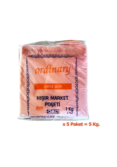 Ordinary Turuncu Market Poşeti Torbası  Hışır Atlet Poşet  Orta Boy  26 x 50 CM  5 KG