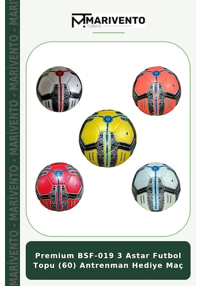 Premium Bsf-019 3 Astar Futbol Topu 60 Antrenman Hediye Maç Çok Renkli