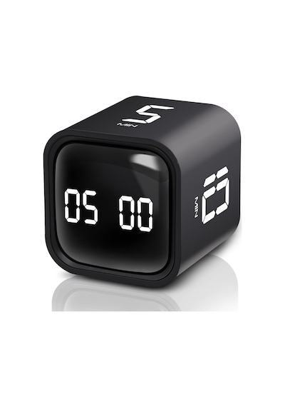 Gt-1 Pomodoro Zamanlayıcı Küp, Flip Timer, Öğrenci Ders Çalışma Saati, 5/10/30/60 Dk & Özel Geri Sayım, Usb Şarjlı, Sessiz/titreşimli Alarm, Mutfak Kronometresi - Siyah
