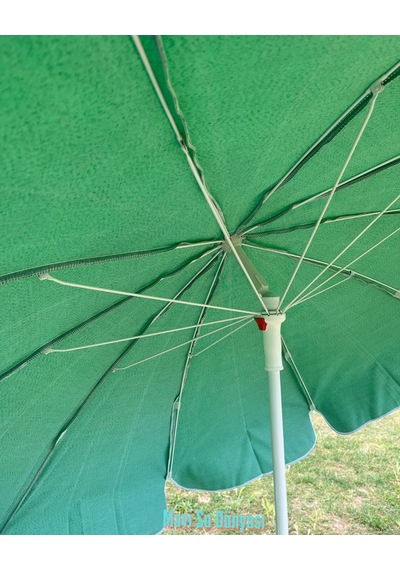 Plaj Deniz Balkon Şemsiyesi Sentetik Kumaşlı Şemsiye Bidon Dahil Eğilebilir Şemsiye 2 Metre Ş Yeşil