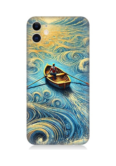 Apple Uyumlu iPhone 11 Dalgalar Arasında Kürekçi Desenli Silikon Kılıf Çok Renkli