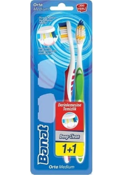 Banat Deep Clean 1 + 1 Kapaklı Diş Fırçası Medium