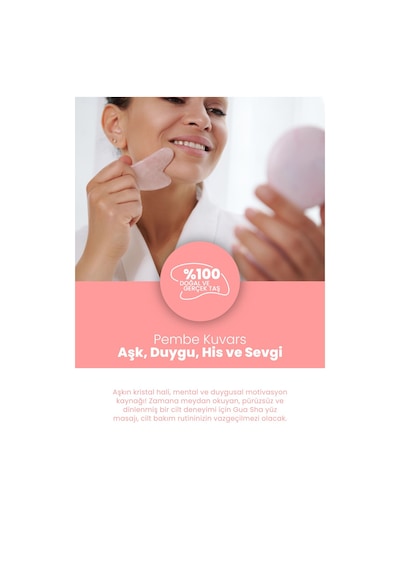 Bade Natural Pembe Kuvars Gua Sha %100 Doğal Ve Gerçek Yüz Masaj Taşı