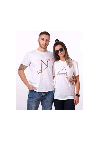 Tshirthane Origami Sevgili Kombinleri Tshirt Kombini Beyaz