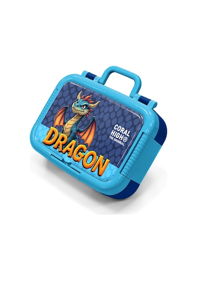 Coral High Kids Dragon Desenli Paslanmaz Çelik Beslenme Kabı 39113 Mavi