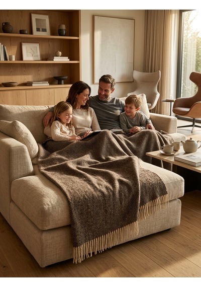 %100 Saf Yün Scotch Dizlik - Tv Battaniye 130x170 Kahverengi