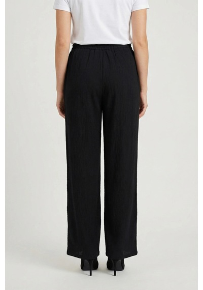 Only Onlnele Wide Leg Geniş Paça Belden Bağlamalı Pantolon Bayan Pantolon 15370054 Siyah