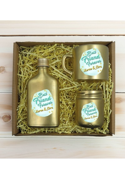 Bk Gift Kişiye Özel İsimli Dtf Best Friend Temalı Gold Kahve Fincanı & Kolonya & Mum Hediye Seti-2, Arkadaşa Hediye, Doğum Günü Hediyesi Kobitmeyencom