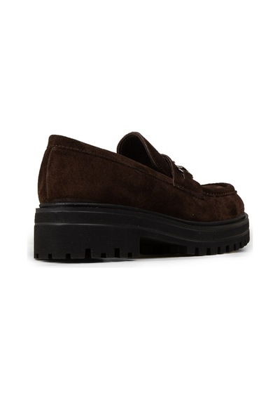 Deery Kadın Hakiki Süet Kahverengi Tokalı Loafer - 02024zkhve01 Kahverengi