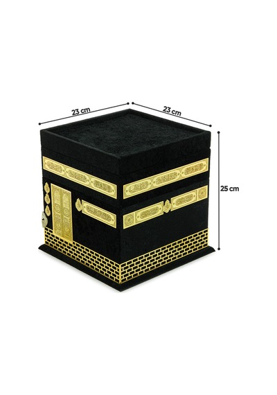 Kabe Maketli Medine Hatlı Kuranı Kerim, Tesbih, Şal Ve Seccade Hediyelik Set - Siyah