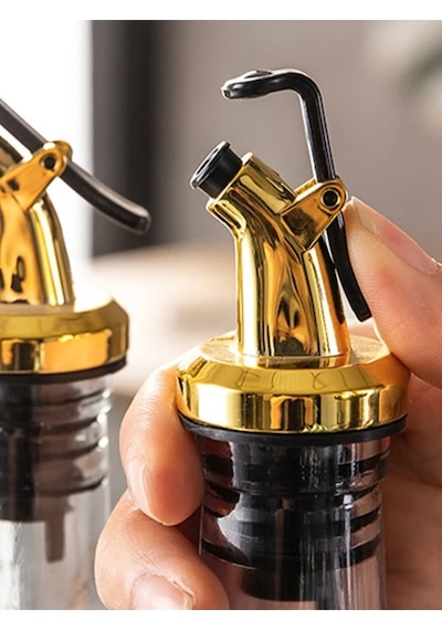 3 Adet Gold Yağlık Tıpası Damlatmaz Yağlık Yağdanlık Tıpası Kapaklı Şişe Ucu Servis Aparatı Altın