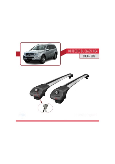 Mercedes Gl X164 2006-2012 Arası İle Uyumlu Ace-1 Ara Atkı Tavan Barı Gri