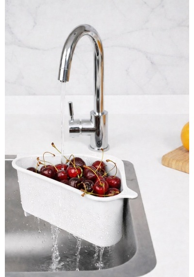Vantuzlu Üçgen Lavabo Süzgeci Mutfak Evye Köşe Süzgeci Beyaz Plastik Diğer