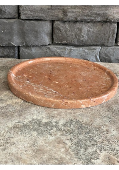 Gül Pembesi Mermer Tepsi 26x3 Beyaz