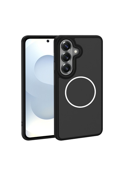 Maks Technology Galaxy Uyumlu S26 Kılıf M-safe Şarj Özellikli Metal Kamera Çerçeveli Mkst Sanremo Silikon Kapak - Turuncu