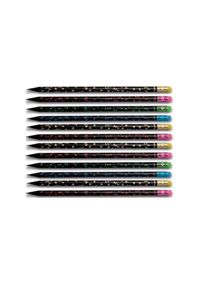 Party Silgili Yuvarlak Kurşun Kalem Siyah Ahşap 12 Li Paket Nocolor-9785dad2