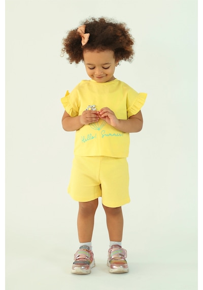 Harika Kids Kız Çocuk Çiçek Kabartma Nakışlı Şortlu Alt-üst Takım 001