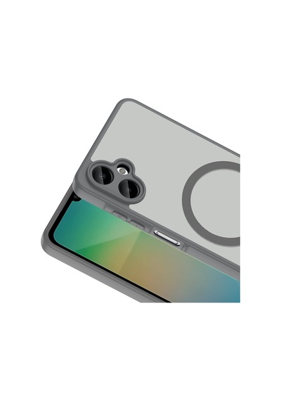 Samsung Uyumlu Galaxy A06 Kılıf M-safe Şarj Özellikli Zore Babet Kapak - Gri