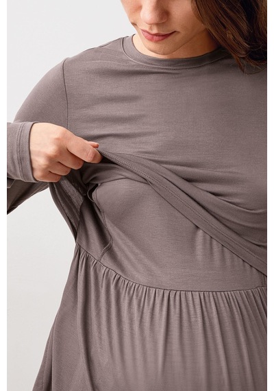 Artış Collection Uzun Kollu Esnek Likralı Viskoz Hamile Pijama Takım 20212 Vizon