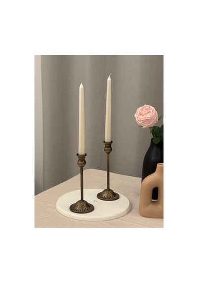 Rustik Model Eskitme Gold 2'li Şamdan & Mumluk Seti Altın - 805784881 Altın