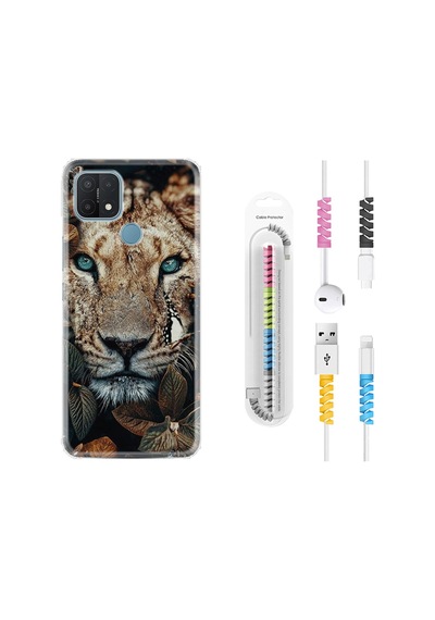 Oppo A15S Kılıf Kablo Koruyuculu Flowers Leon 2 1342