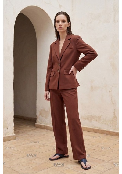 Hiccup My Fashıon Kadın Blazer Ceket Kestane Kahvesi