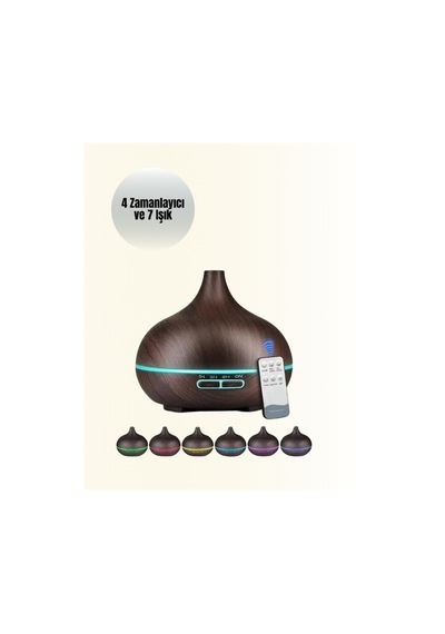 Ultrasonik Aromaterapi Difüzörü 550 Ml, 4 Zaman Ayarlı, 7 Renkli Işık