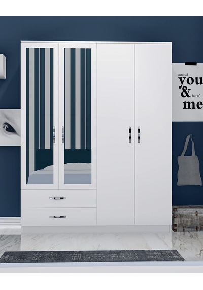 Metalia Gm 071 Novado 4 Kapılı 2 Çekmeceli Aynalı Gardrop Dolap Çok Renkli
