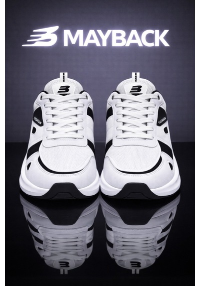 Mayback Erkek Günlük Ortopedik Sneaker Spor Ayakkabı Beyaz-siyah