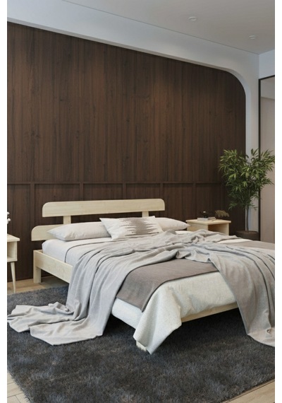 Renazzo Lotus New Masif Ahşap Karyola Vernik 180x200 Vernik - 180 X 200