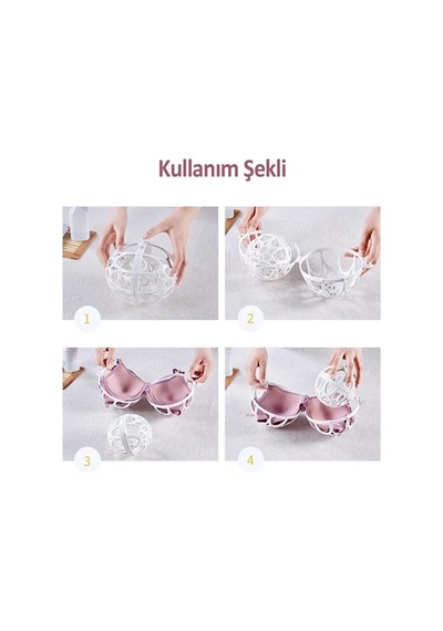 3 Adet Plastik Sütyen Koruyucu Yıkama Topu Standart