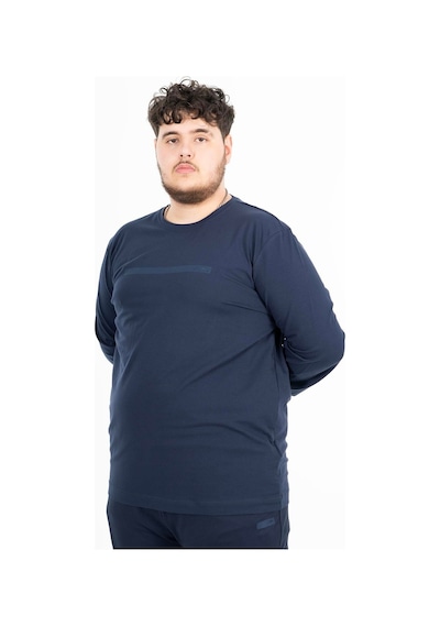 Maraton Sportswear Büyük Beden Erkek Bisiklet Yaka Takma Kol Basic Açık Lacivert Sweatshirt 22420-açık Lacivert