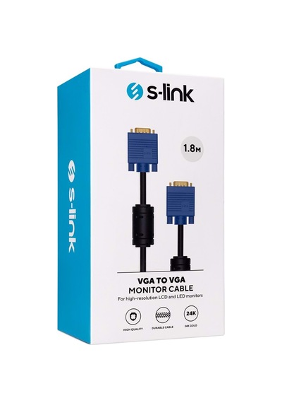 S-link SLX-172 1.8M VGA Kablo M/M Monitör Kablosu 24K Gold