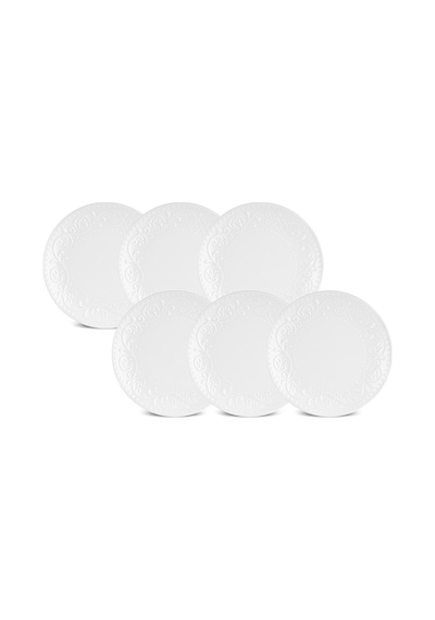 Karaca Safir 6 Parça Porselen Kek/pasta Takımı 21 Cm Beyaz