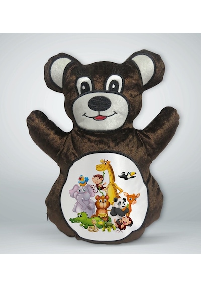 Bk Gift Sevimli Hayvanlar Tasarımlı Kahverengi Ayıcık Yastık-1