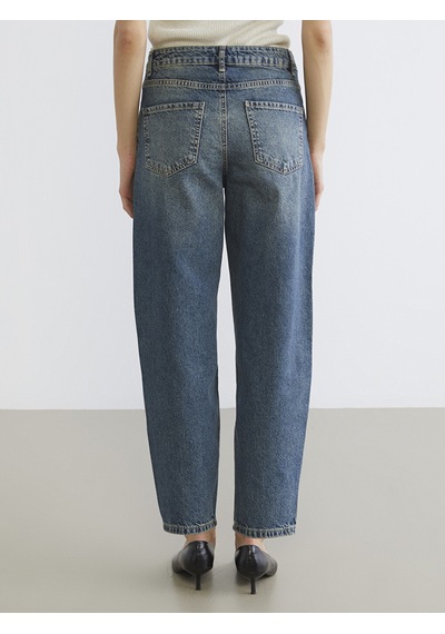 Lcw Jeans İndigo Barrel Fit Taşlı Kadın Jean Pantolon