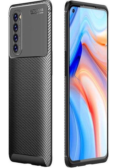 Oppo Reno 4 Pro 4g Kılıf Kamera Çıkıntılı Karbon Fiber Dokulu Renk Atmaz Kapak Negro