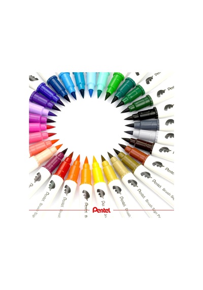 Pentel Brush Sing Pen Twin Çift Taraflı Fırça Uçlu Kalem Diğer