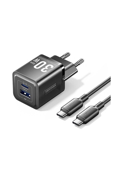 Vention 30w Gan Çift Çıkışlı 1xusb-c 30w + 1xusb-a 30w Hızlı Şarj Cihazı Ve 1m Kablo Seti Apple iPhone Uyumlu Vention Türkiye Garantili 30 W