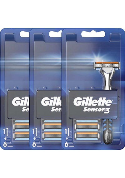 Gillette Sensor3 Tıraş Makinesi + Yedek Tıraş Bıçağı 3 x 6'lı